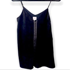 NWT Cami NYC Black Suede Hook Loop Front Closure Tank Top Sz S